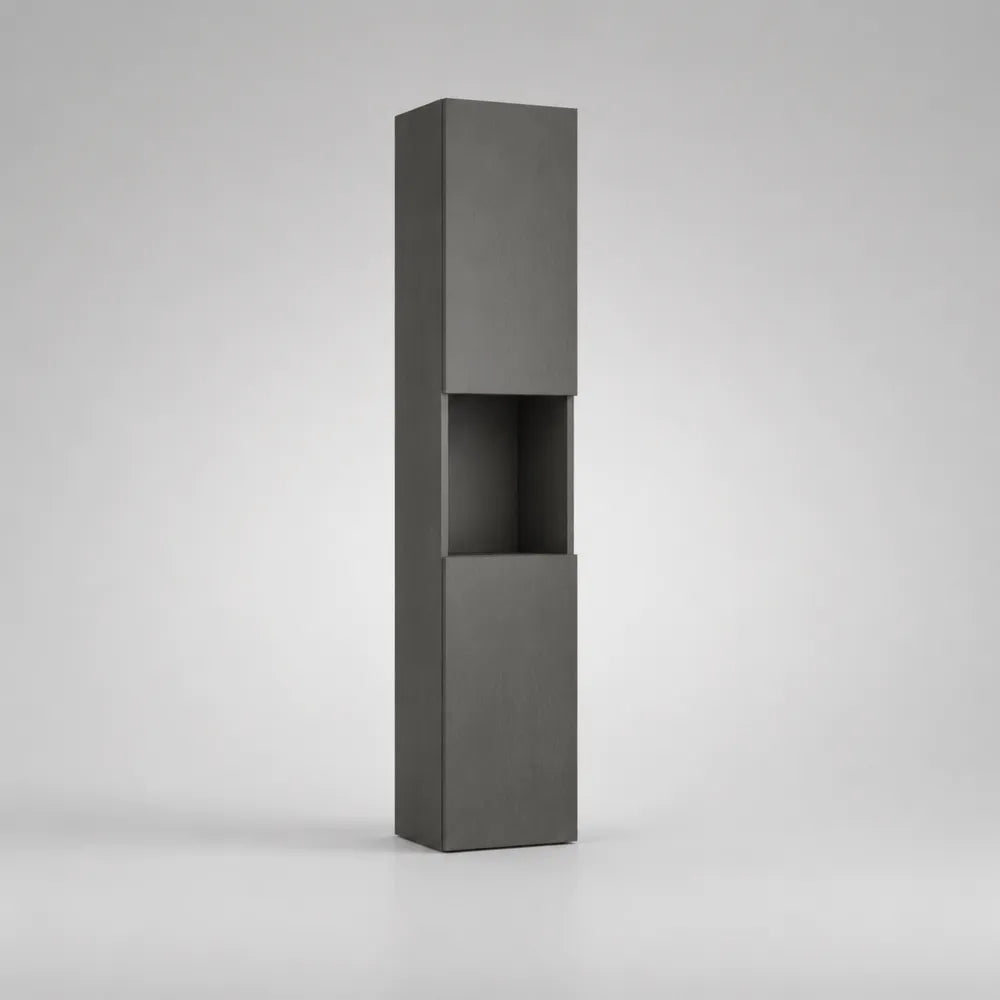 Colonna bagno in MDF grigio antracite con ante e vano aperto 35 x 35 x 180 cm