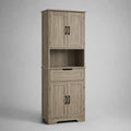 Credenza da cucina alta con ante cassetto e vano aperto in MDF effetto rovere chiaro 80 x 40 x 180 cm