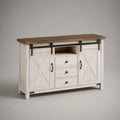 Credenza da cucina rettangolare in MDF bianco con piano effetto legno 160 x 40 x 85 cm