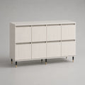 Credenza da pranzo 8 ante in MDF bianco con struttura e gambe nere e dettagli oro 180 x 40 x 90 cm