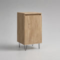 Credenza alta con anta singola in MDF effetto rovere beige con gambe in acciaio nero 60 x 40 x 100 cm