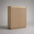 Credenza da soggiorno a 2 ante in MDF effetto legno beige con frontali scanalati 120 x 40 x 100 cm
