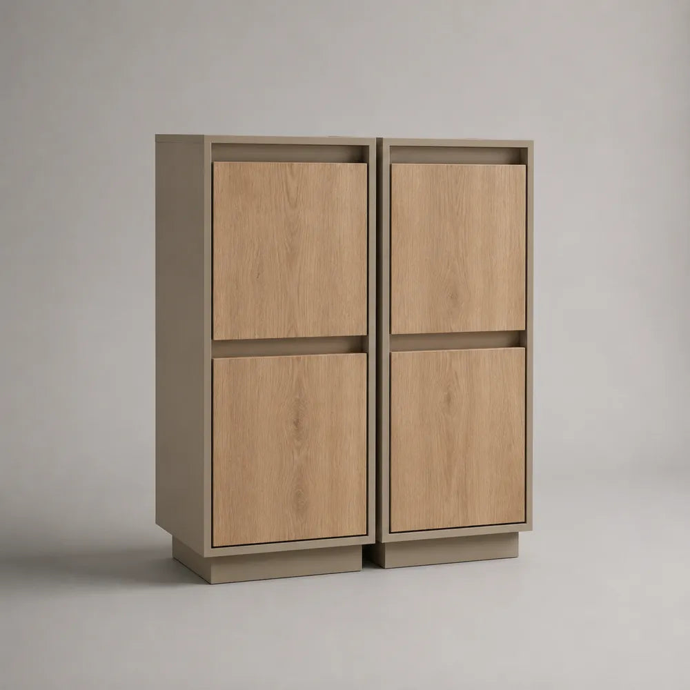 Credenza in MDF effetto rovere con 4 ante beige rettangolare 120 x 40 x 130 cm