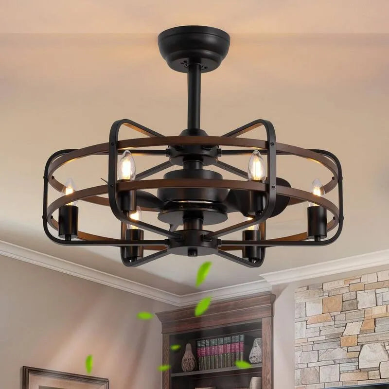 Ventilatore da soffitto, 25 in., Telecomando, da interno, Reversibile, Nero, Noce