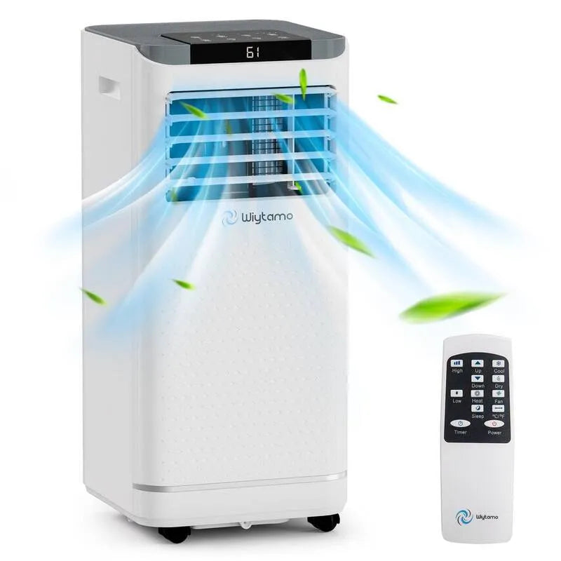 Condizionatore d'aria, 6000 BTU, Design compatto portatile, Funzione di calore, DOE SACC, in bianco con riscaldatore e deumidificatore, 450 sq. ft, 6,000 BTU