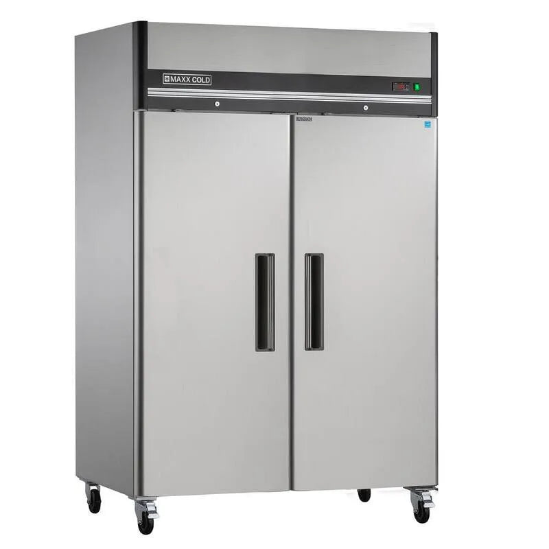 Frigorifero 53, 9' Porta doppia Reach-In, 49 cu. Ft, Acciaio inossidabile, Montaggio superiore con 49 cu, Deposito Ft, MXCR-49FDHC