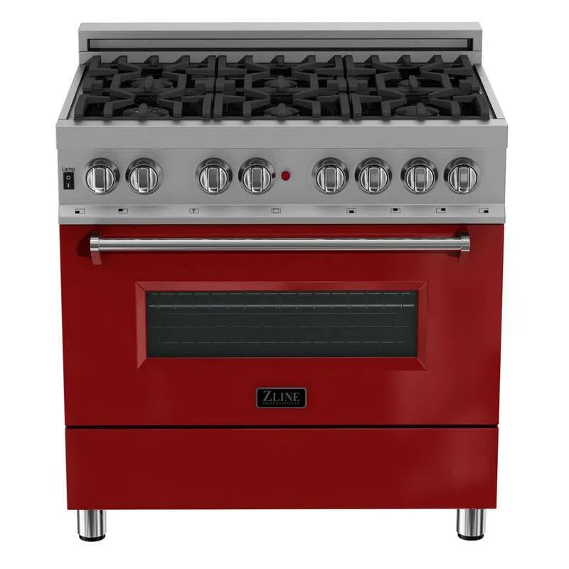 Bruciatore Dual Fuel cucina, Acciaio inossidabile, 36 in., 6 bruciatore, rosso, Acciaio inossidabile Durasnow, Cucine a doppia alimentazione con forno singolo