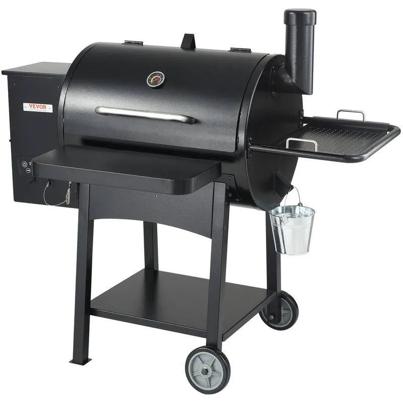 Griglia portatile in pellet di legno, 8-in-1, Fumo pellet 580 mq, Design compatto portatile, Nero