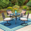 Set da pranzo all'aperto del patio del metallo del pezzo 5 pezzi, nero, beige