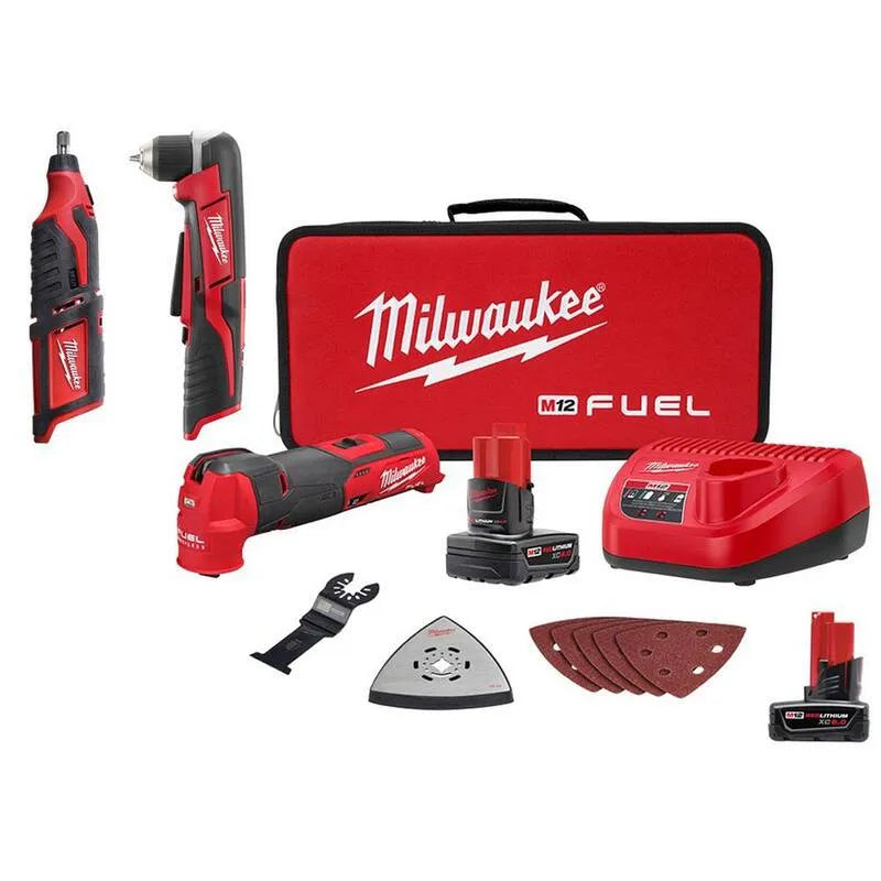 Milwaukee Kit multi-utensile senza cordone di litio 6. 0Ah, progettazione senza cordone, 12V, 10 oz, strumento rotante e 6. 0Ah batteria, cavo e pistola adesiva, M12, 6.0Ah