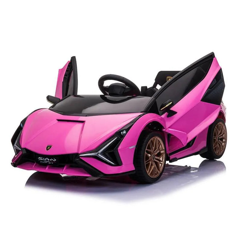 12-Volt, telecomando, concesso in licenza, Lamborghini Sian Kids Ride elettrico su auto con, Rosa, Veicoli elettrici per bambini
