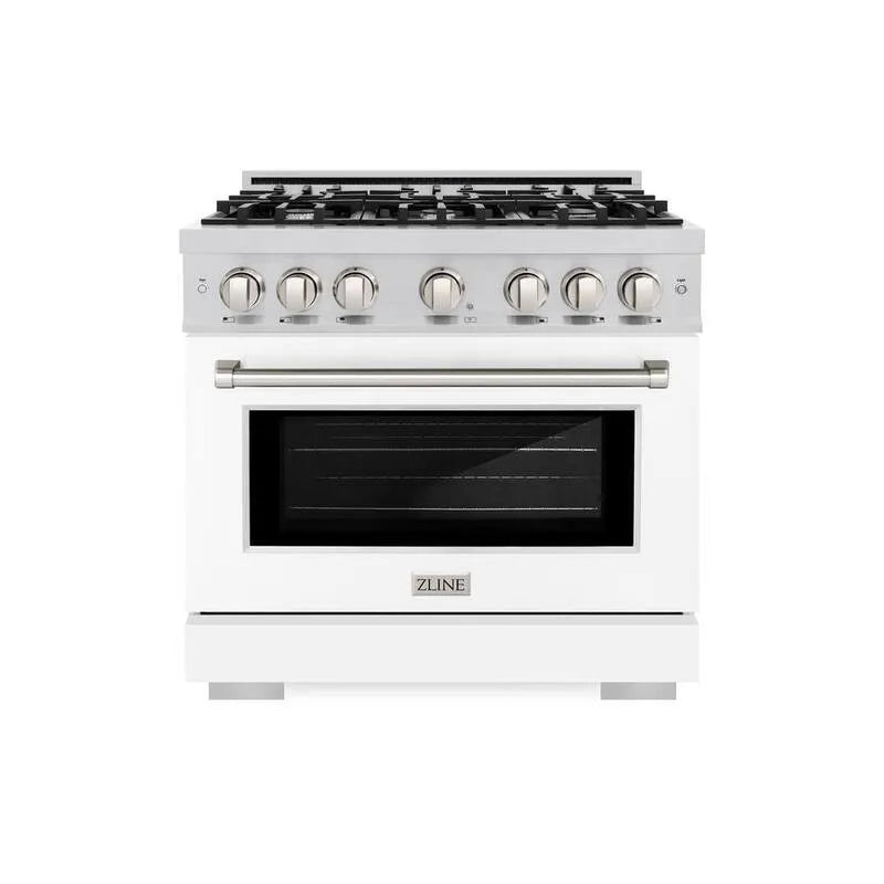 Bruciatore Dual Fuel cucina 6-Burner, Acciaio inossidabile, Cucina a convezione, 36 in., Seleziona, Bianco