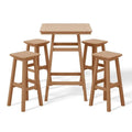 5 pezzi Set di barrette di altezza del bar di Patio Square 5 pezzi, barstools di corrispondenza in Teak, Laguna, all'aperto