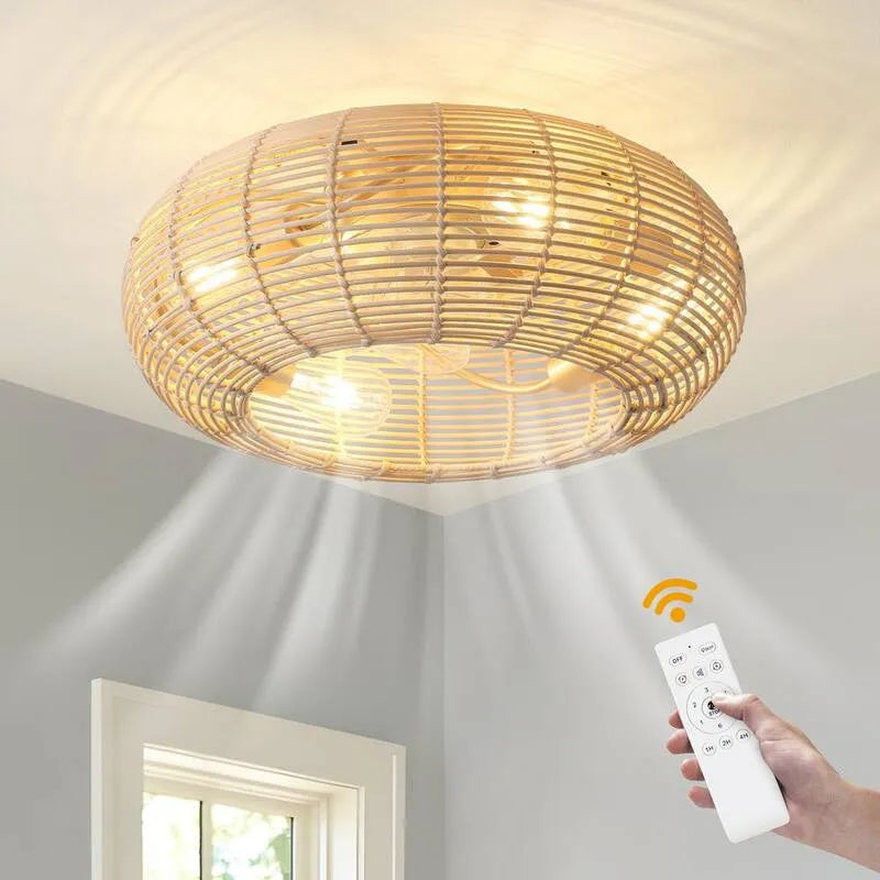4-luce Ventilatore da soffitto 4-Luce, Telecomando, 20 in., 6-velocità, da interno, Reversibile, Oro