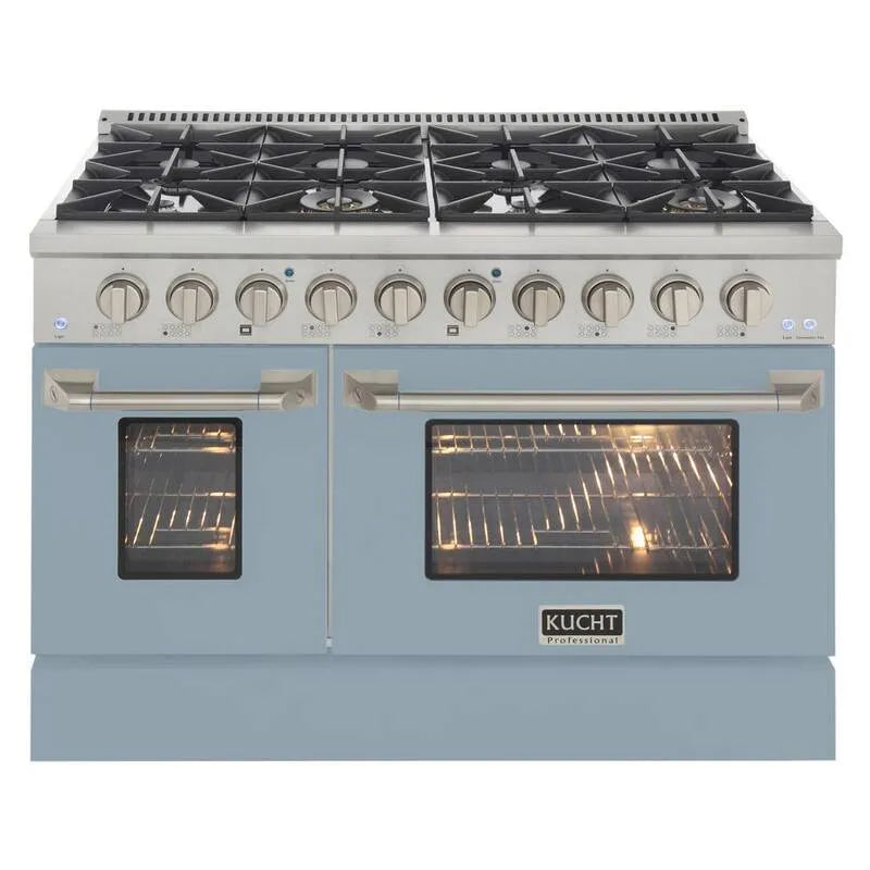 Gamma di gas 8-Burners, Acciaio inossidabile, Gas naturale, 48 in., 6, 7 cu. ft, Pro-Style, Blu, 6.7 cu. ft