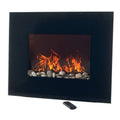 26 in., Wall-Mountable, Pannello di vetro Wall Mount Caminetto elettrico e telecomando in nero