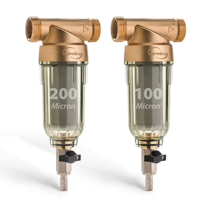 WSP2PK21 Reusable Inter House Spin Giù filtri per acqua di sedimentazione, alloggiamento chiaro 2-Pack, con 200 e 100 micron dimensioni