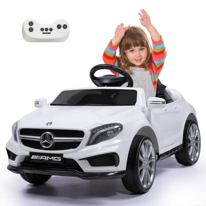 6-Volt, telecomando, concesso in licenza, Mercedes Benz Electric auto Kid Ride su auto con e musica, Bianco, Veicoli elettrici per bambini