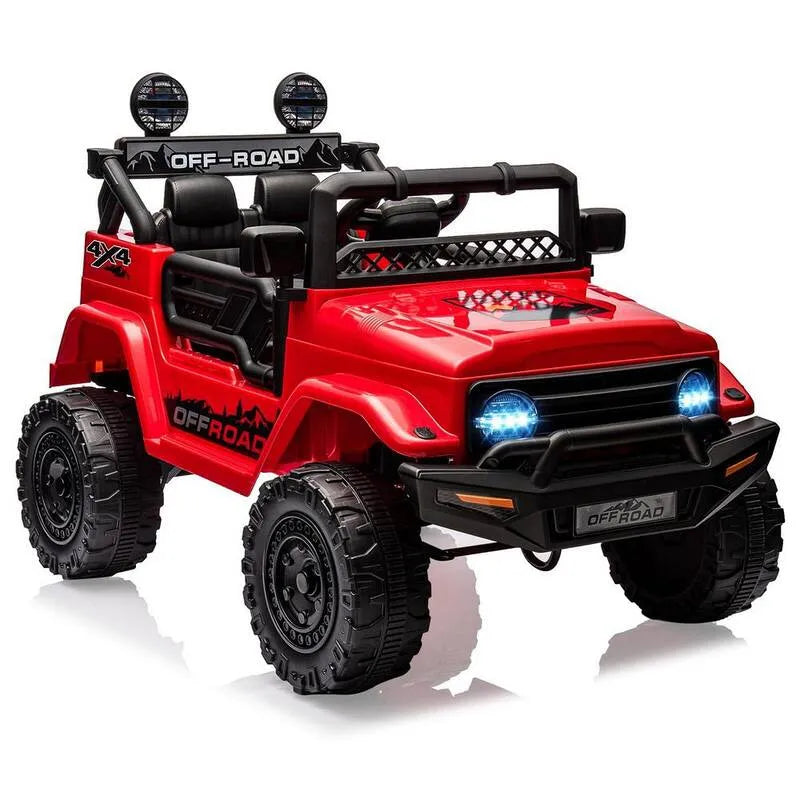 12V Ride su camion auto con controllo remoto sospensione della molla, 3 velocità, luci LED, Rosso, Veicoli elettrici per bambini