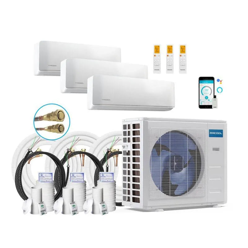 MRCOOL 3-Ton sistema mini-split senza canalizzazione, 21, 5 SEER, 27000 BTU, 25ft, 3-Zone, 27,000 BTU, 25,25ft, Bianco, Sistemi multisplit
