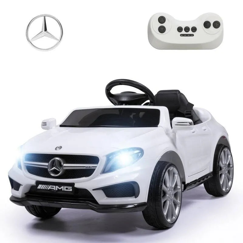 6-Volt, telecomando, concesso in licenza, Mercedes Benz Electric auto Kid Ride su auto con e musica, Bianco, Veicoli elettrici per bambini