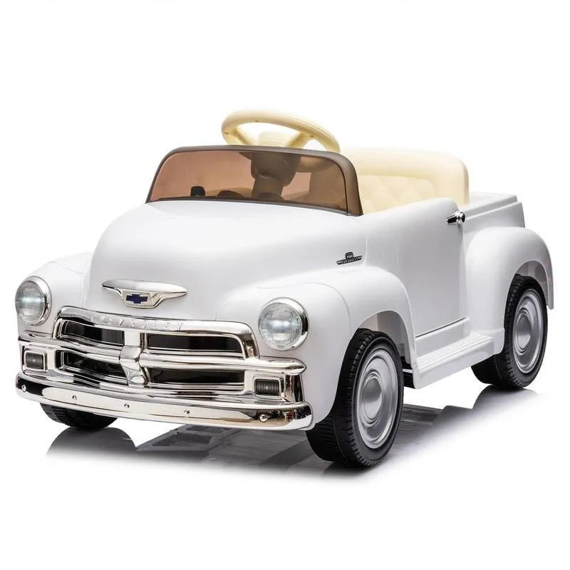 12V Kids Ride su auto con licenza Chevrolet 3100 Pickup batteria auto elettrica alimentata con telecomando per invecchiato 3+, progettazione senza fili, Bianco, Veicoli elettrici per bambini