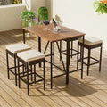 5 pezzi rattan sintetico e legno Set da pranzo all'aperto 5 pezzi, Design pieghevole, Beige
