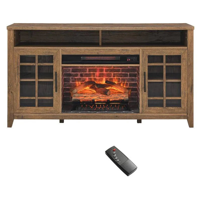 Edendirect, 55 in. Freestanding Caminetto elettrico KD Inserti riscaldatore in marrone, Stampa TV a posto