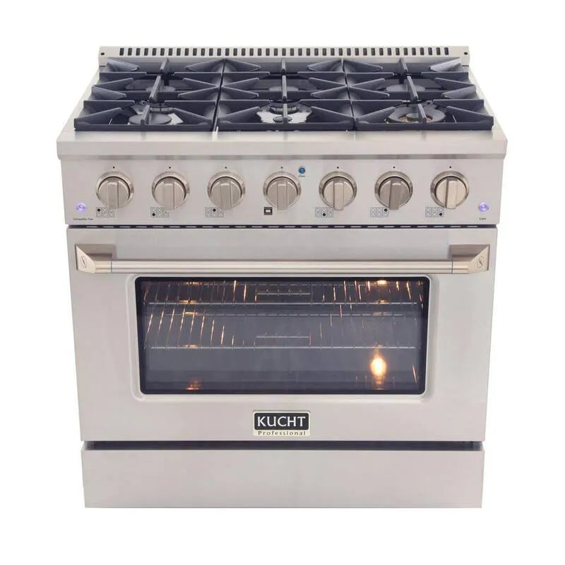 Gamma di gas, 36 pollici, 5, 2 cu. ft, Acciaio inossidabile, Gas naturale, Cucina a convezione, Pro-Style, Argento, 5.2 cu. ft