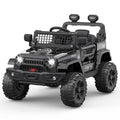 Ride su camion auto 12V bambini veicoli elettrici con controllo remoto sospensione della molla, luci LED, Nero, Veicoli elettrici per bambini
