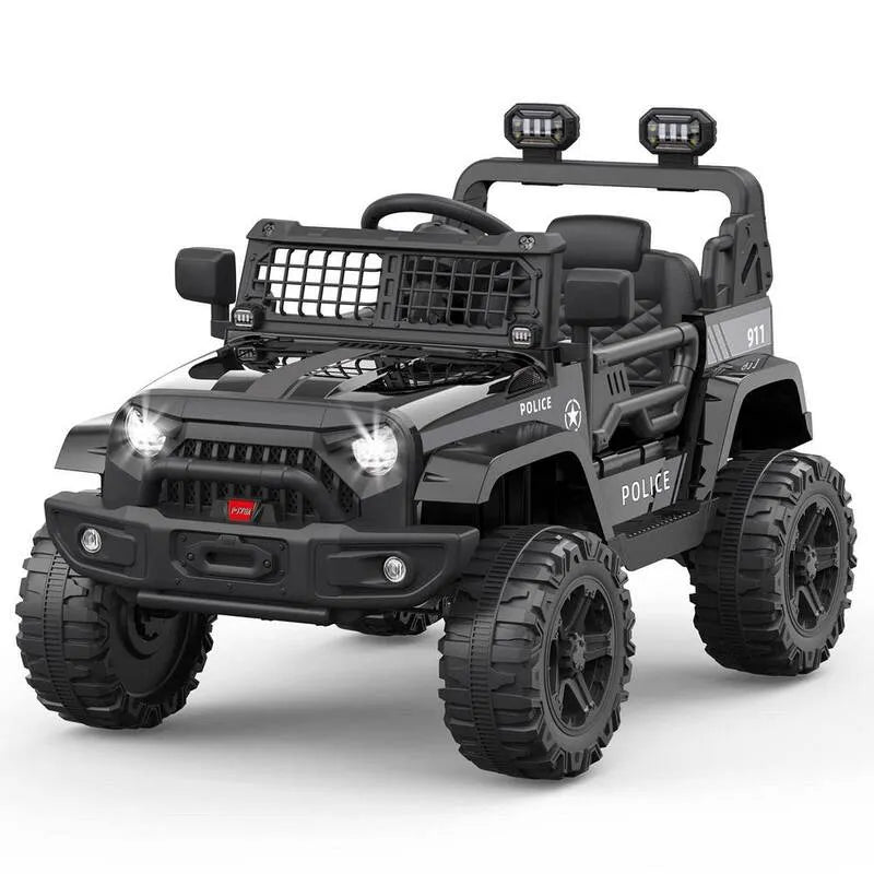 Ride su camion auto 12V bambini veicoli elettrici con controllo remoto sospensione della molla, luci LED, Nero, Veicoli elettrici per bambini