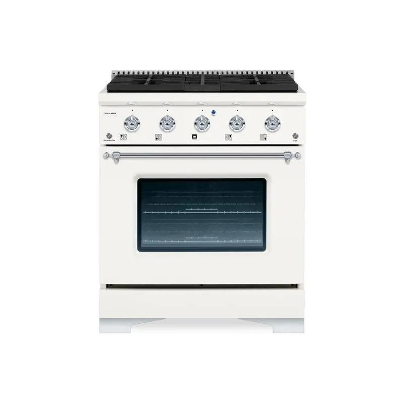 Bruciatore singolo forno doppia gamma di carburante, 30 in., 4 bruciatore, CLASSICO, bianco