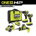 RYOBI 4-kit di utensili, 18V, Design senza fili, Design compatto portatile, batterie da 2. 0 Ah, senza spazzole, 2.0 Ah
