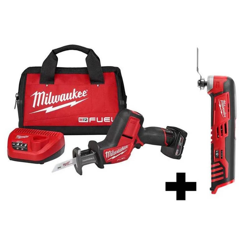 Milwaukee Kit di sega senza cordone senza cordone senza cordone di NUEL 12V M12 HACKZALL rigenerante, progettazione senza cordone, Rosso, seghe di ricipriota