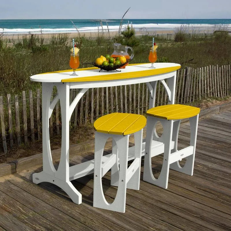 Riciclato di plastica Bar Altezza Balcone Set 3 pezzi, Shoreline, Bianco/giallo, Set da pranzo da esterno