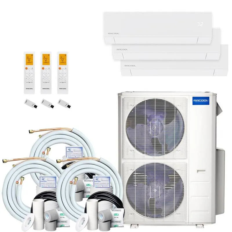 MRCOOL 4-ton sistema mini-split senza canalizzazione, 22. 4 SEER, 48000 BTU, 16ft, 230V, 3-Zone, 12K, 24K, 48,000 BTU