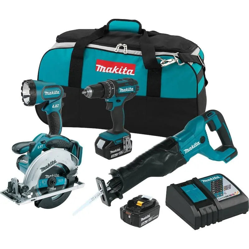 Kit Combo senza cordone di litio-ione di Makita 3. 0Ah, 18V, 4 pezzi, Design senza cordone, Sega circolare/Sega di ricambio/Flashlight, 3.0Ah