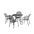 5 pezzi Set da pranzo all'aperto della maglia quadrata 5 pezzi, progettazione commerciale-classe, nero, acciaio