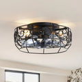 Ventilatore da soffitto, 12, 5 in., Sampson 12. 5 in., Telecomando, Montaggio a flusso, da interno, Nero, 12.5 in