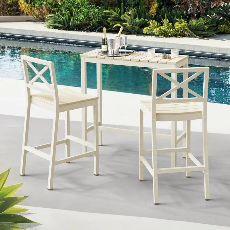 Tavolo da pranzo 3 pezzi, da esterno, 38 in., Alluminio, Beige
