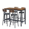 Set di pezzi di metallo per esterno di Bistro 5 pezzi, 4 bar, metallo per esterno set bistrot con cuscini neri, marrone