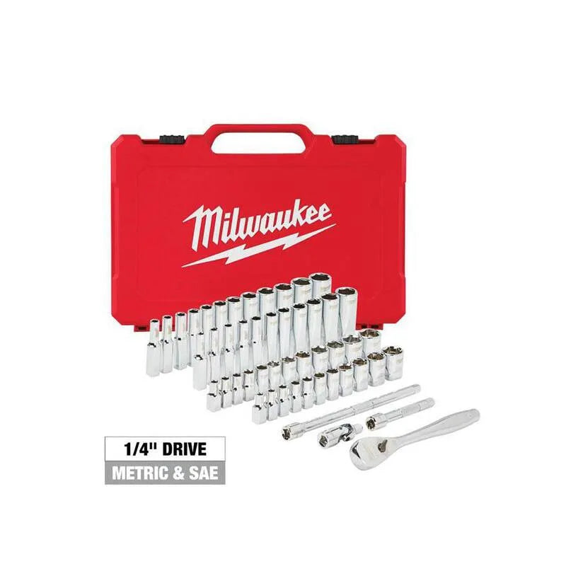Milwaukee 50 pezzi Metric Ratchet e Presa Meccanica Strumento, 1/4 in.