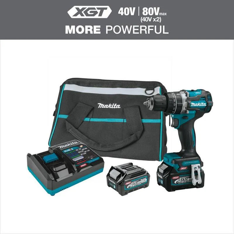 Kit driver-Drill Makita 2. 5Ah Hammer, Design senza fili, Design compatto portatile, 40V, 1/2 in., senza spazzole, 2.5Ah