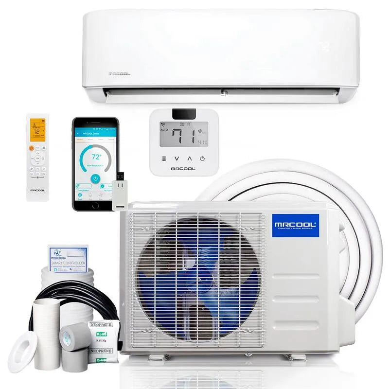 Sistema di Spalato Mini senza Ductless MRCOOL 2-Ton, 16 ft, 230V, 1-Zone, 24K, 18-SEER, 16 ft Line-Mini Stat 230V