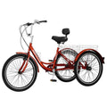 3-Wheeled 3-Ciao, 26 in., 7 Velocità, 3 Bici a rotelle, 3-Cascinante Biciclette a tacco con carrello, Adulto, Rosso, Veicoli elettrici per bambini