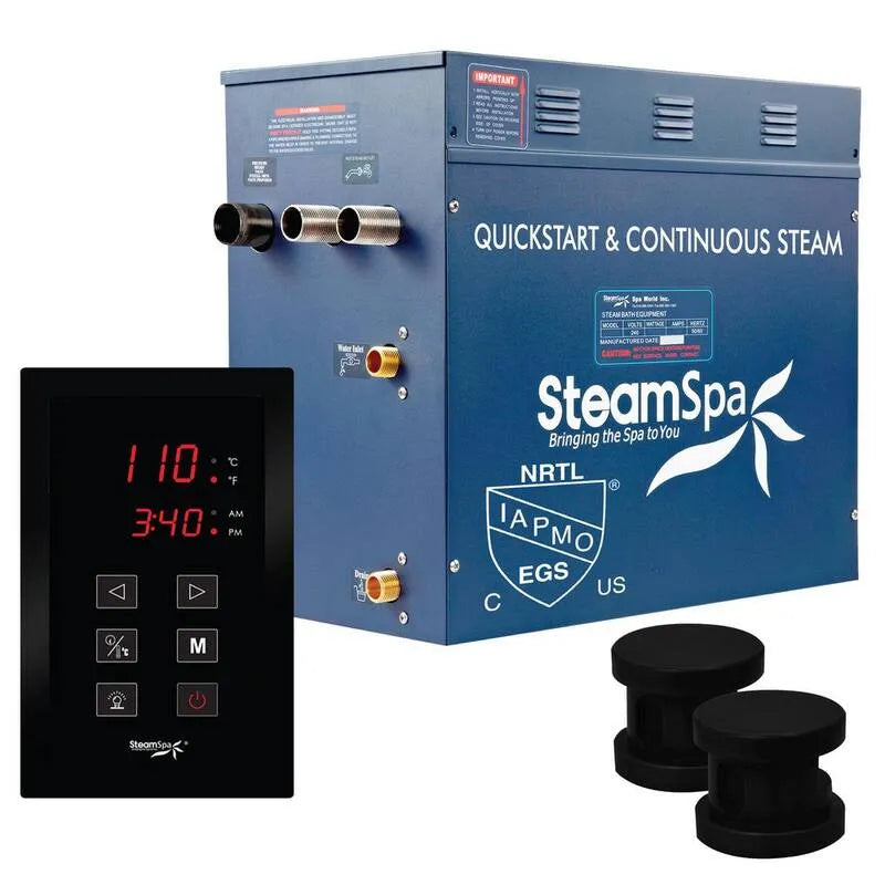 Generatore, Oasis, Serie vapore vasca generatore pacchetto con vapore continuo e tecnologia di avvio rapido in nero opaco, nero opaco, Generatori di vapore per doccia
