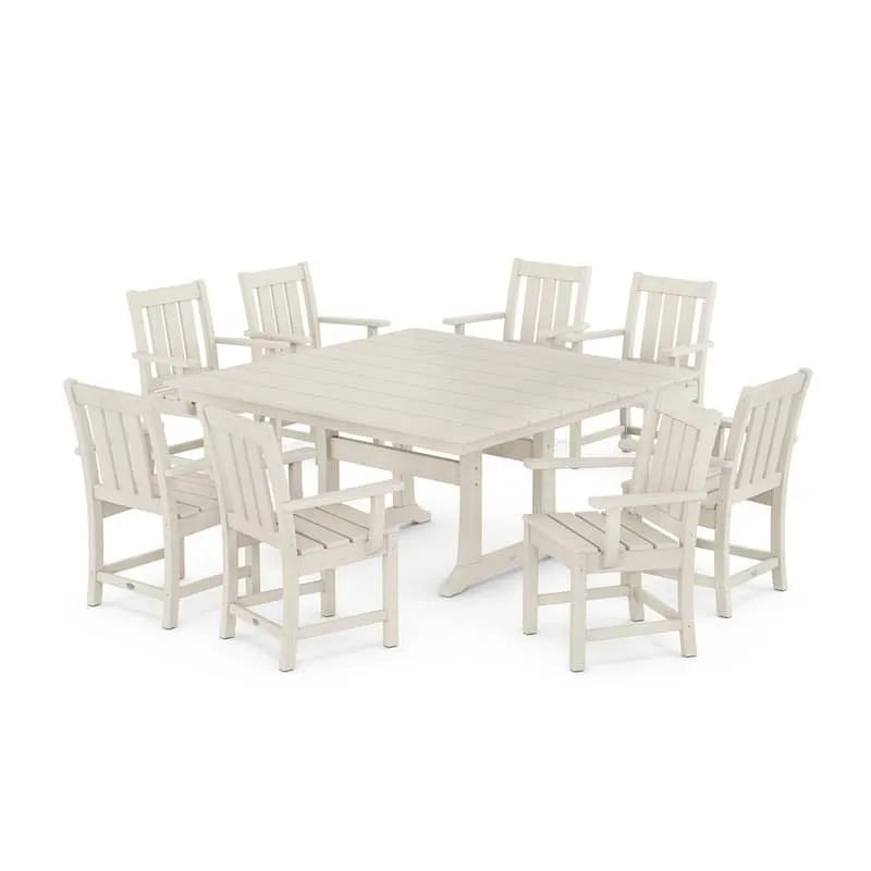 Set da pranzo all'aperto quadrato di plastica per trestolo 9 pezzi, sabbia, Set da pranzo da esterno