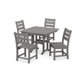 5 pezzi Set da pranzo all'aperto di pezzi 5 pezzi, Set da pranzo all'aperto di plastica grigio ardesia del parco con sedie laterali