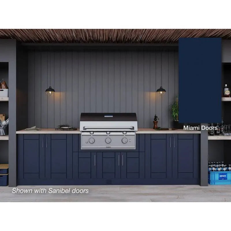 Armadio di stoccaggio 17 pezzi, 121. 25 in., 34. 5 in., 28 in., Island-Mount Design, Miami, da esterno, Blue, 121.25 in, 34.5 in