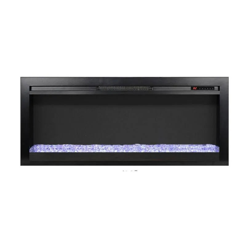 44 in., 44 in. LED riscaldatore parete montato infrarosso camino elettrico in nero con telecomando e fiamma di imitazione